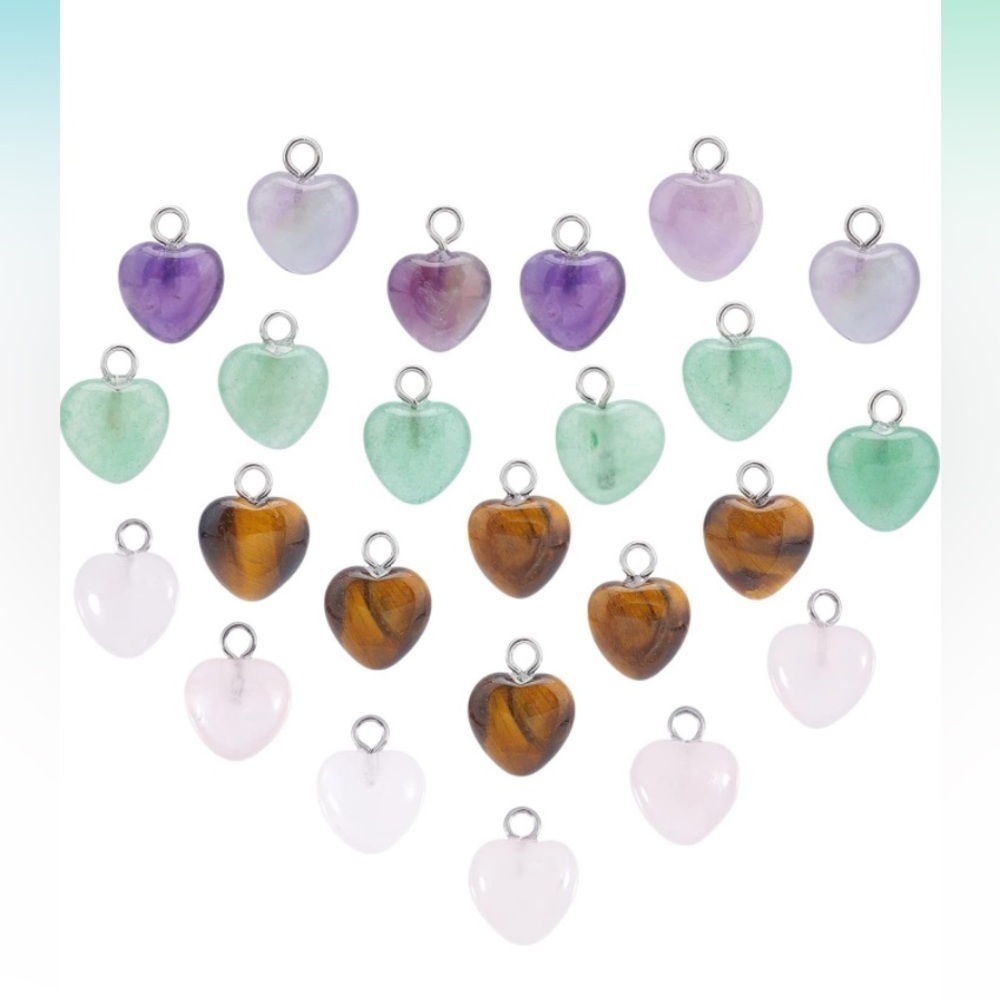 Natural Healing Stone Mini Heart Charms/Pendant